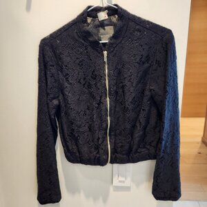 Dynamite Black Lace Bomber Jacket